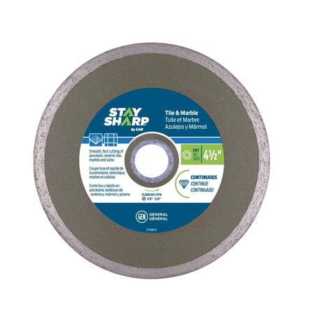 Stay Sharp 4.5 in. Continuous Rim Ceramic Tile Bronze Diamond Blade - Recyclable 2118854